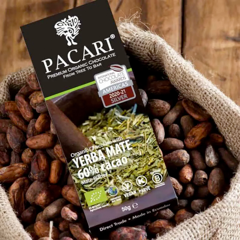 Barra de Chocolate 60% con Yerba Mate 50gr